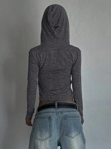 DAZY Street Style Color Block Hooded Slim Fit Women T-Shirt