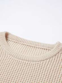 Manfinity EZcore Suéter Casual de Mangas Longas com Gola Careca de Cor Sólida para Homens, Outono/Inverno - Damasco - Visão 3