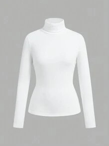 Muchica 3 件套女士针织弹力高领长袖 T 恤，秋冬 - 灰色 - 查看 5