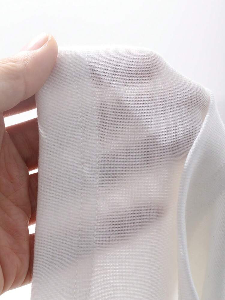 1pc Women Business Casual 2 In 1 Spliced Slim Fit Simple Short Sleeve T-Shirt