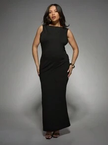 MISSGUIDED PLUS Sleeveless High Neck Bodycon Maxi Dress Plus Size Evening Party Formal Special Occasion Long Floor Length Wedding Guest Dress - Black - View 7