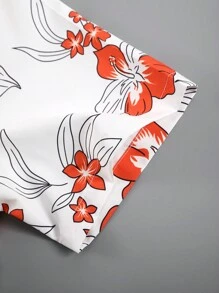 Manfinity RSRT 男士花卉印花短袖衬衫和短裤两件套休闲套装（不对称剪裁） - 彩色 - 查看 4