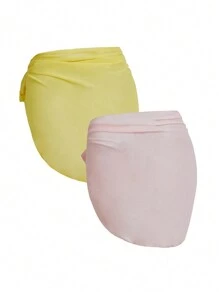 Swim Mod Women's Solid Color Casual Loose Cover Up Skirt, Minimalist & Fashionable For Everyday Wear, For Summer Beach Vacation