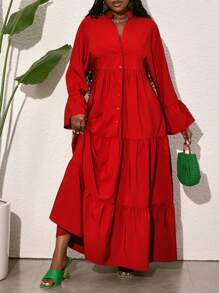 Slaydiva 女士宽松 A 字形衬衫裙，休闲度假装