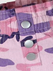 SHEIN Baby Mädchen Baumwolle Lässig Vielseitiger Allround-Look Rosa Blumen Muster Streetwear Stil Elastischer Bund Washed Jeans, 2024 Neuer Basicbedarfsartikel - Verschiedenfarbig - Übersicht 4