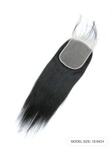 直蕾絲閉合秘魯人發透明 5x5 蕾絲閉合預拔前部閉合帶嬰兒頭髮適合 Blace Woman Remy 人發 - S1 - 查看 2