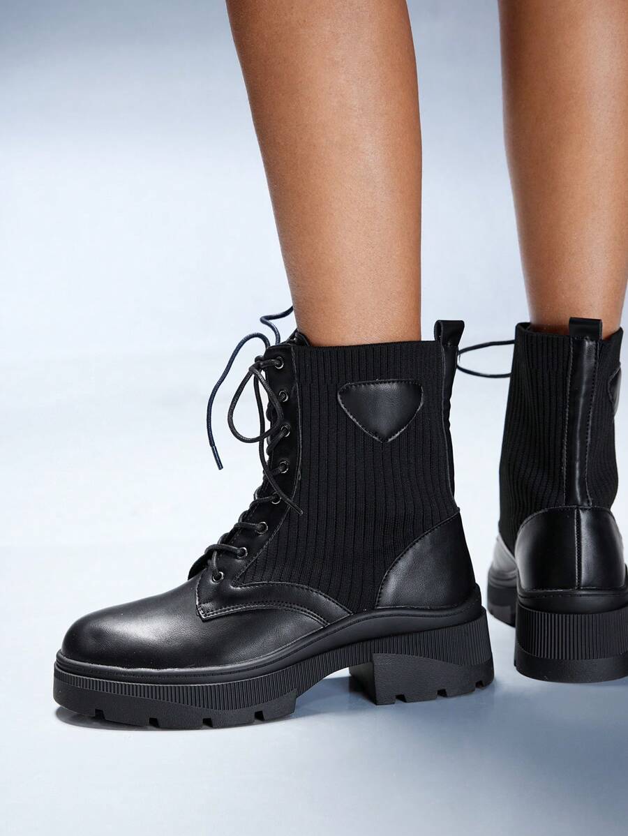 CUCCOO GRLICON Giày bốt cổ ngắn và bốt cổ cao dành cho nữ, Phong cách Y2K, Phong cách Punk, Phong cách Biker, Phong cách Cool Girl, Thích hợp cho Halloween, Giáng sinh, Tiệc tùng - màu đen - Xem 1