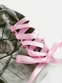 ROMWE Kawaii Y2K Low Waist Sexy Camo Print English Embroidered Bowknot Side Strap Plus Size Shorts - Army Green - View 3