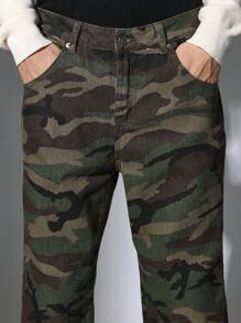 SUMWON 宽松迷彩阔腿裤军风休闲裤舒适街头作战实用裤四季时尚潮流裤装 - 軍綠色 - 查看 7