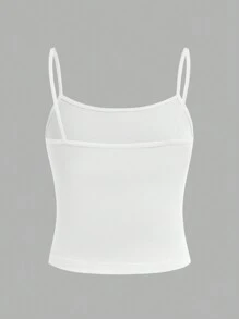 SHEIN Girlism Tween Girl Tween Girls 2 件套简约舒适褶饰吊带背心文胸 - 黑與白 - 查看 7