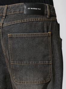 SUMWON Denim de Ajuste de Patinador Ultra Confortável, Calça Denim de Perna Larga Solta, Streetwear Casual Relaxado, Perfeito para Skate e Estilo Urbano - Preto - Visão 6