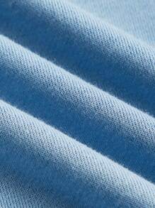 SHEIN Tween Boy Round Neck Long Sleeve Letter Print Minimalist Casual Top, Daily Wear - Blue - View 5