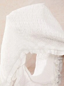 SHEIN SXY Plus Size Women's Bohemian Solid Color Ruffle Off Shoulder Short Sleeve Blouse For Summer