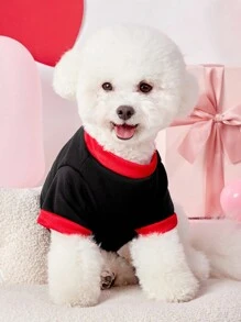 PETSIN 1 件宠物狗猫男女通用情人节黑心俏皮时尚英文字母印花圆领运动衫 - 彩色 - 查看 4