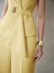 MOTF PREMIUM ASYMMETRICAL HEM PEAK LAPEL WAISTCOAT