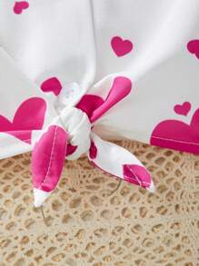 2pcs/Set Tween Girl Polka Dot Print Ruffle Strap Dress - Hot Pink - View 4