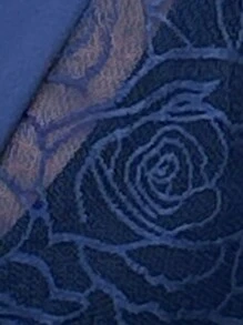 Sexy Sheer Lace Plus Size Women Long Sleeve Robe - Navy Blue - View 7