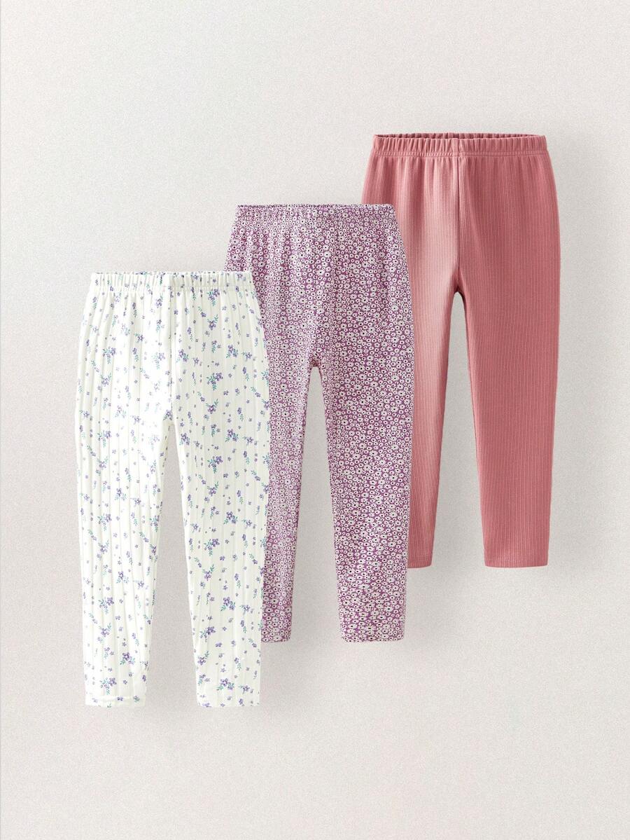 THE HAPPY LOOK 3 件套年轻女孩简约时尚休闲紧身裤，日常穿着 - 彩色 - 查看 1