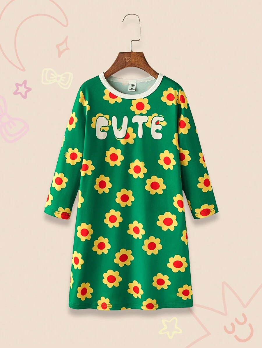 Bộ đồ ngủ dài tay cổ tròn cho bé gái mặc hàng ngày - Nhiều màu - Xem 1