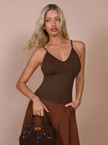 COSMINA Camiseta de punto marrón regular para mujer