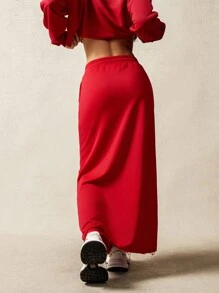 VARSITIE Side Split Lace-Up Straight Sports Skirt