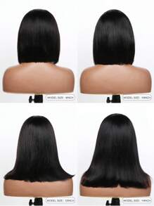 无胶假发 波波头 真人发 可戴 直发 7x6 蕾丝闭合假发 女士无胶假发 真人发 - Natural Black - 查看 3