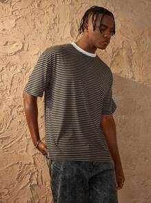 Forever 21 Men's Simple Casual Basic Striped T-Shirt With Contrast Collar - Multicolor - View 5