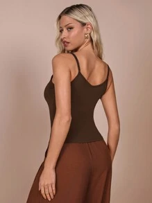 COSMINA Camiseta de punto marrón regular para mujer