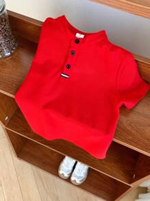 Camisa polo de manga corta de unicolor cómoda para niños pequeños, adecuada para primavera y verano, ideal para uso casual, al aire libre, escuela, estilo callejero, fiestas, alto costo-rendimiento
