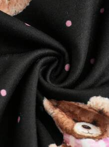 Sweetina 女士 Y2K House 睡衣可爱性感细肩带露背卡通熊印花紧身短裤 - 黑色 - 查看 4