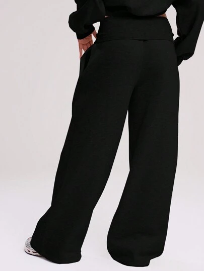 MUSERA Extreme Wide Leg Fold Over Waist Pants Vacation Boho Elegant Holiday Airport Spring Casual Summer