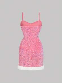 SHEIN MOD Váy hồng đính sequin cho nữ, Váy dạ hội dự tiệc cocktail, Váy thanh lịch, Trang phục tặng quà cho phụ nữ, Năm mới, Váy dự tiệc Valentine, Váy đêm giao thừa, Năm mới, Quần áo Valentine cho phụ nữ, Váy ông già Noel, Váy hồng - Hồng - Xem 2