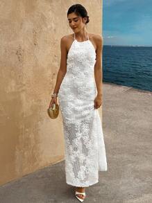 Breezaya فستان نسائي مطرز بارز النسيج