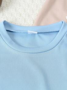 SHEIN 3pcs Young Boy Rib Knit Crew Neck T-Shirts. This T-Shirt Is Simple And Versatile, With Exquisite Craftsmanship And A Distinctive Fabric Texture, Showcasing The Personal Charm Of Young Boys. Suitable For Daily Casual Wear And School, Meeting The Summer Clothing Needs Of 4-7 Year Old Children T Shirts Boys Soft - Multicolor - View 7