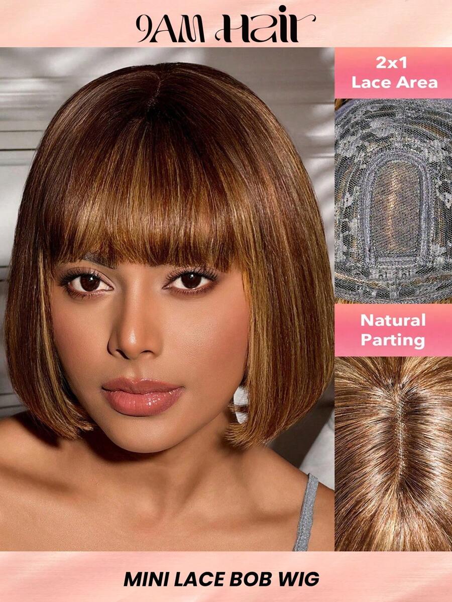 Highlight Color Short Bob  Wig T Part Side Part Lace Bob Wigs Lace Frontal  Pre Plucked Brazilian Human Hair - SP4/27 - View 1
