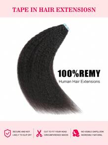 Kinky Straight KKS Curl Black Color Tape In Hair Extensions 100% Remy Human Hair 12-24inches Straight Seamless Skin Weft Tape Hair Extensions 50g/Pack Tape In Hair Tape Ins Hair Extensions - SNatural - View 6