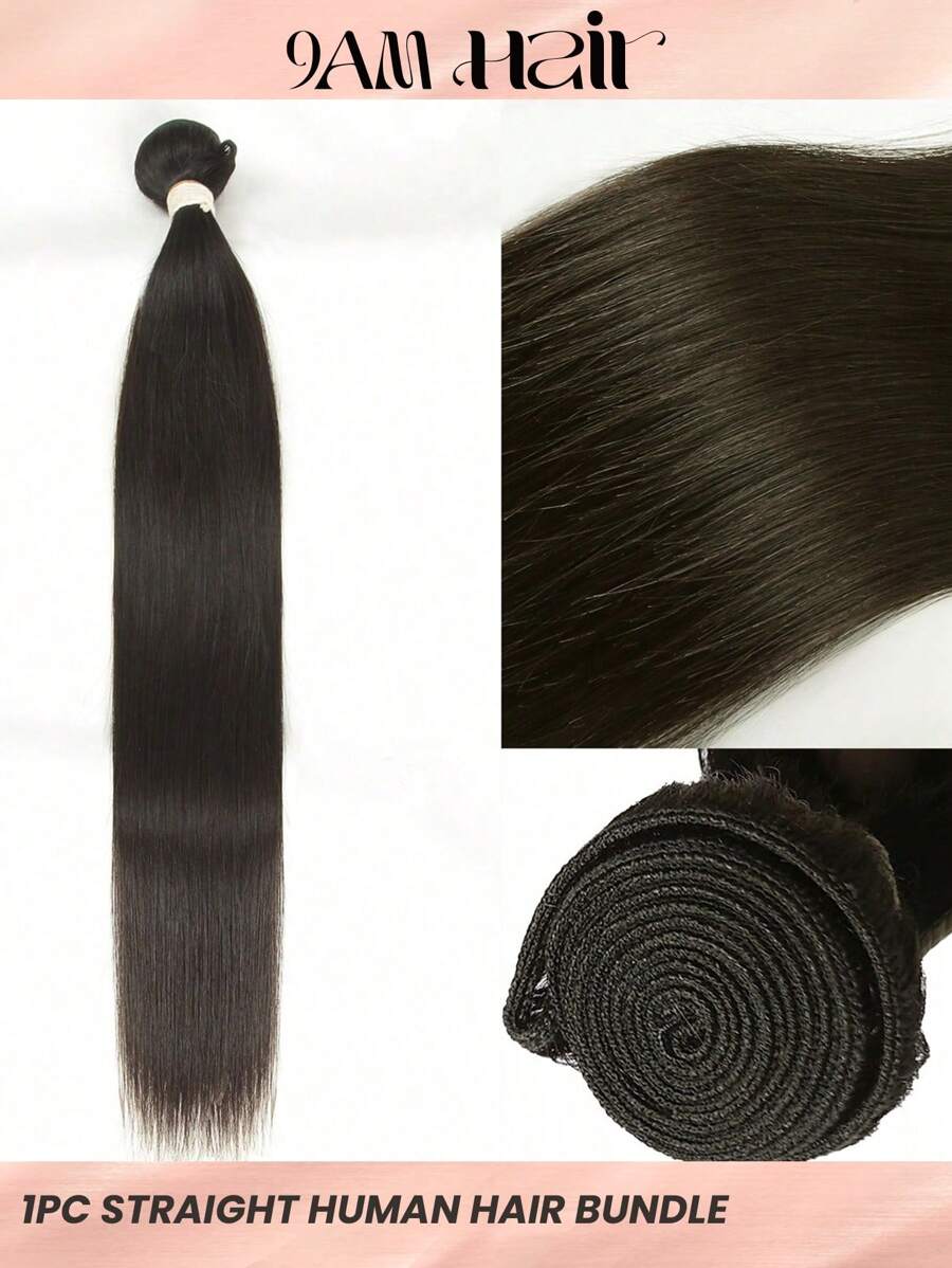 1pc Straight Natural Black Human Hair Bundle 150% Density Bundles For Women - Natural Black - View 1
