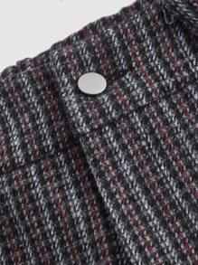 SHEIN MOD Women's Brown Tweed Cargo Pocket Wide Leg Pants, Long Trousers For Winter,Brown Pants,Women Dress Pants,Winter Women Pants - Black - View 3