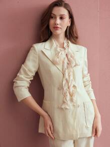MOTF PREMIUM LINEN STRUCTURED DOUBLE BREASTED BLAZER