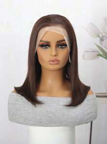 Brown Lace Front Bob Wigs Straight Brown Colored Human Hair 13x4 Transparent Lace Front Short Bob Wigs Pre Plucked With Baby Hair For  Women