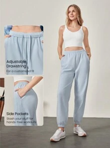 GLOWMODE 日常羊毛舒适宽松可调节抽绳腰部基本款慢跑裤带侧袋日常休闲