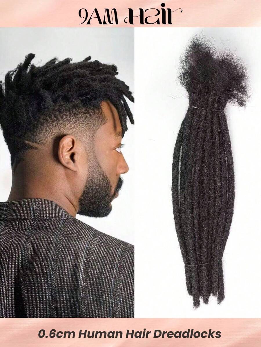 0.6 Cm Thickness Options 8-14 Inch 10 Strands 100% Real Human Hair Dreadlock Extensions For Man/Women Hair Extensions - SNatural - View 1