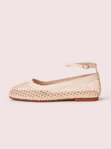 CUCCOO DOLLMOD Light Pink Square Toe Comfortable Mesh Fabric Fashion Slip-On Flat Women Shoes - Baby Pink - View 7