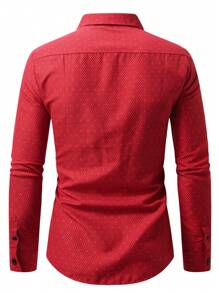 Manfinity AFTRDRK Camisa de manga larga con patrón de rombos para hombre, de uso casual u oficina - Rojo - Ver 2