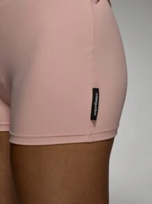 Missguided x Playboy Text Print Back Zip Slim Fit Round Neck Short Sleeve Casual Shorts Unitard - Pink - View 7