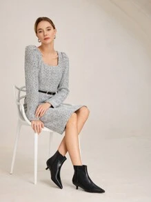 MOTF PREMIUM 时尚尖头高跟短靴，适合新年假期、情人节、春季鞋、春假复活节 - 黑色 - 查看 10