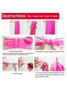 SHEIN 5pcs/Bag Colorful Tissue Tassel Banner, Tissue Ribbon Tassel Party Background Hanging Decoration, Suitable For Weddings, Birthdays, Single Lady, Parties