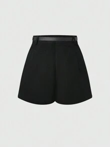 Sweetra Women's Solid Color Casual Shorts, Minimalist & Fashionable For Everyday Wear