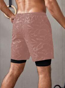 Manfinity Running Pantaloncini da uomo con stampa della testa di bue geometrica e vita con cordoncino