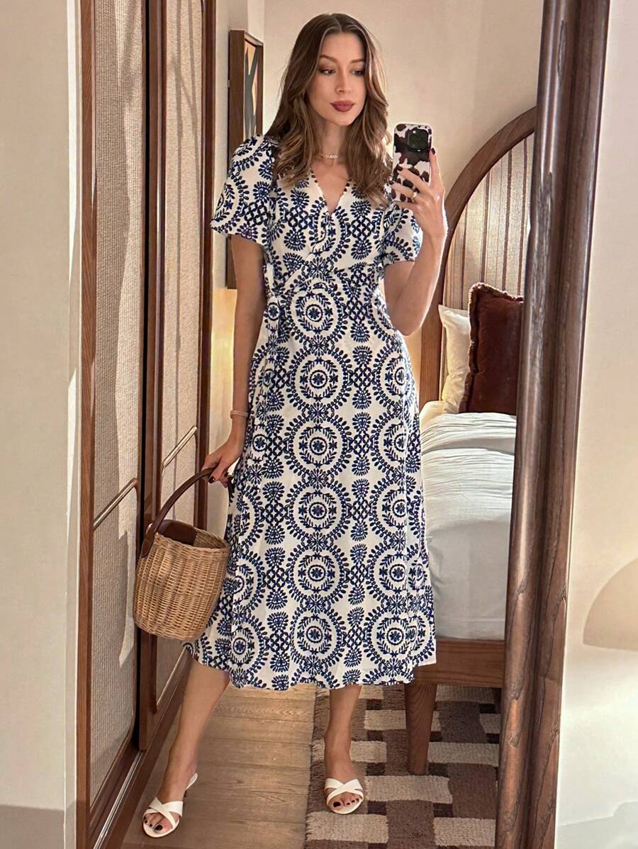 Pariaura Ina Women's Floral Wrap Around Maxi Dress - Blue - View 1
